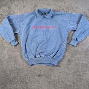 Vtg 90s WEK Windows of Time Desert Embroidery Collared Sweatshirt L USA